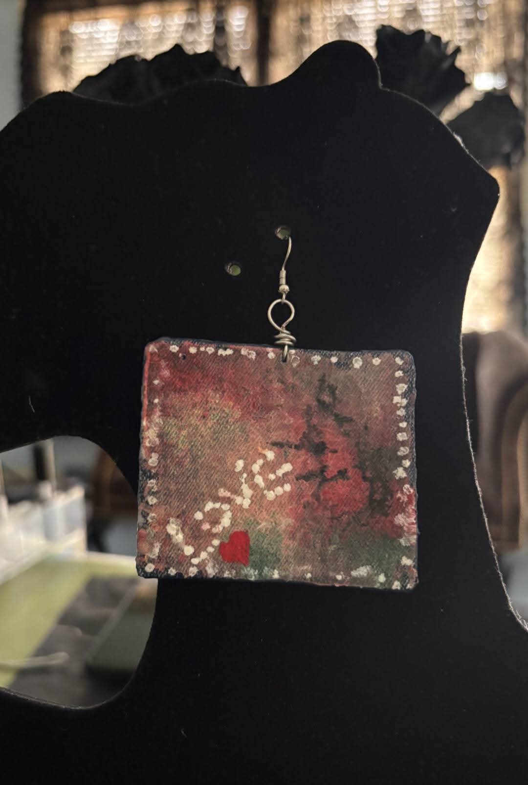 Denim Handpainted Earrings