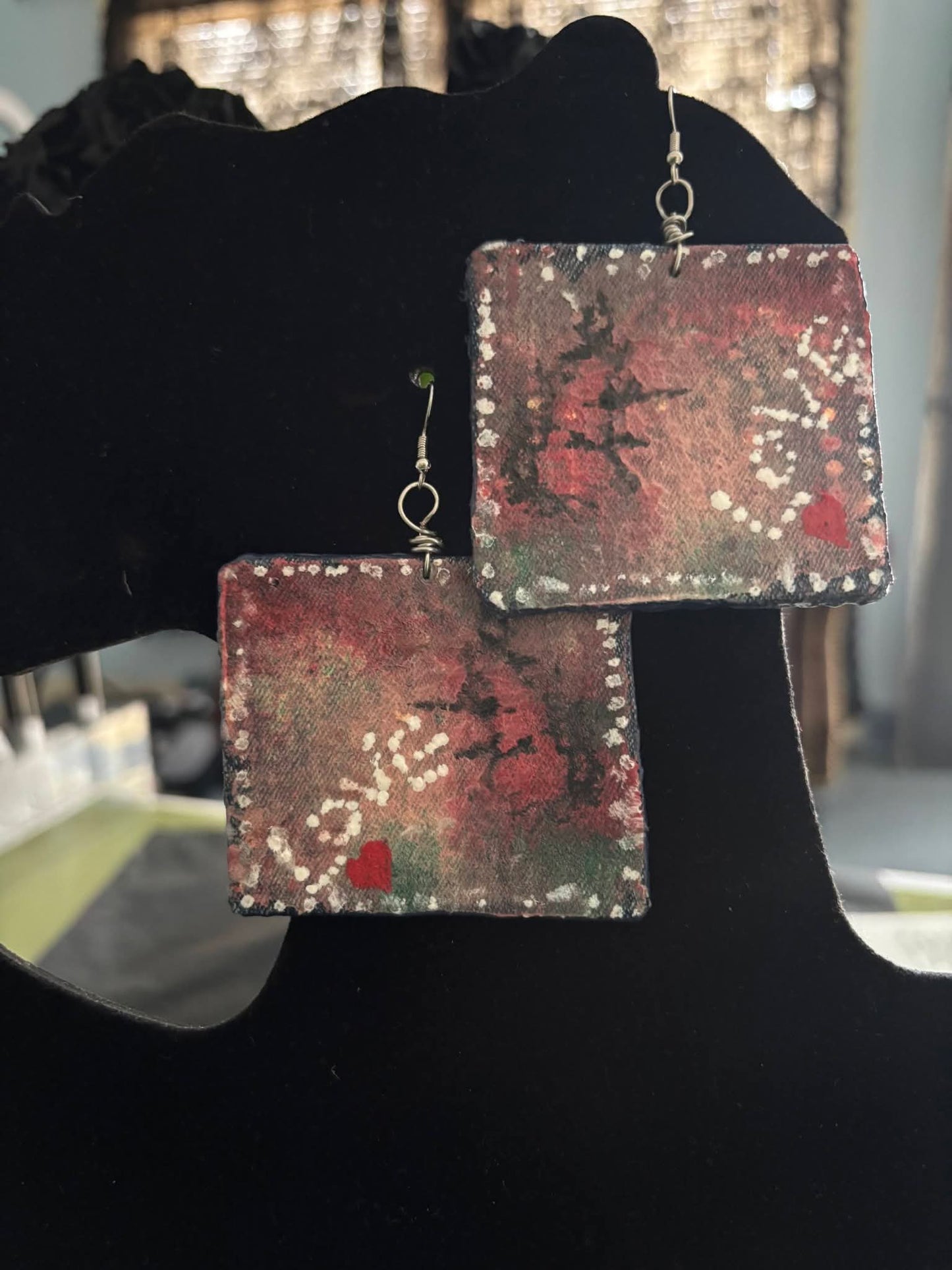 Denim Handpainted Earrings