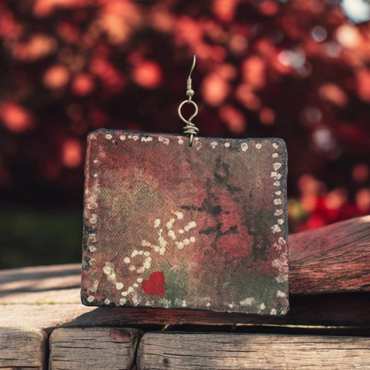 Denim Handpainted Earrings