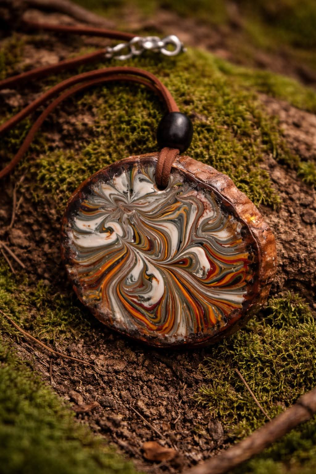 Ember Grove Pendant Necklace – Handmade Natural Wood Slice Jewelry