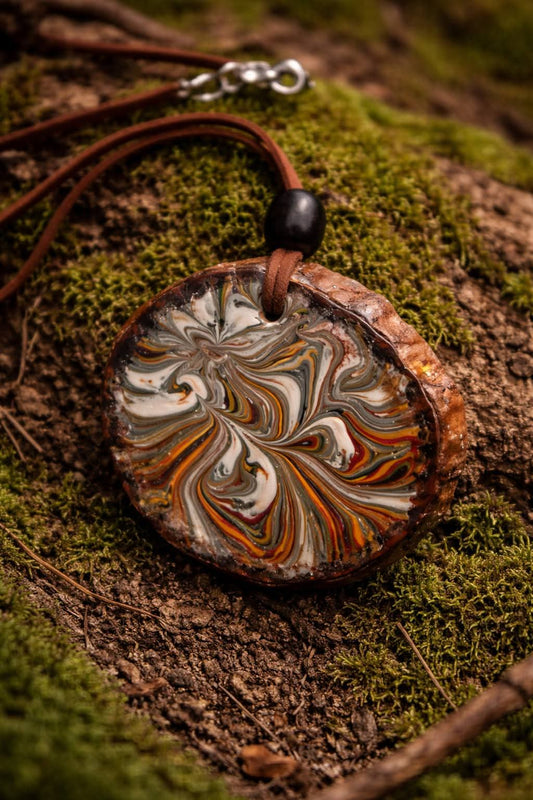 Ember Grove Pendant Necklace – Handmade Natural Wood Slice Jewelry