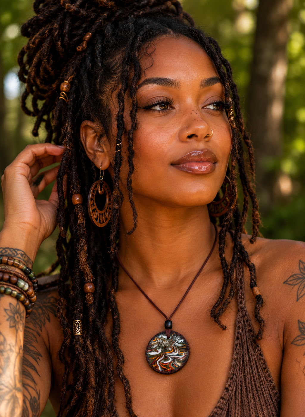 Ember Grove Pendant Necklace – Handmade Natural Wood Slice Jewelry